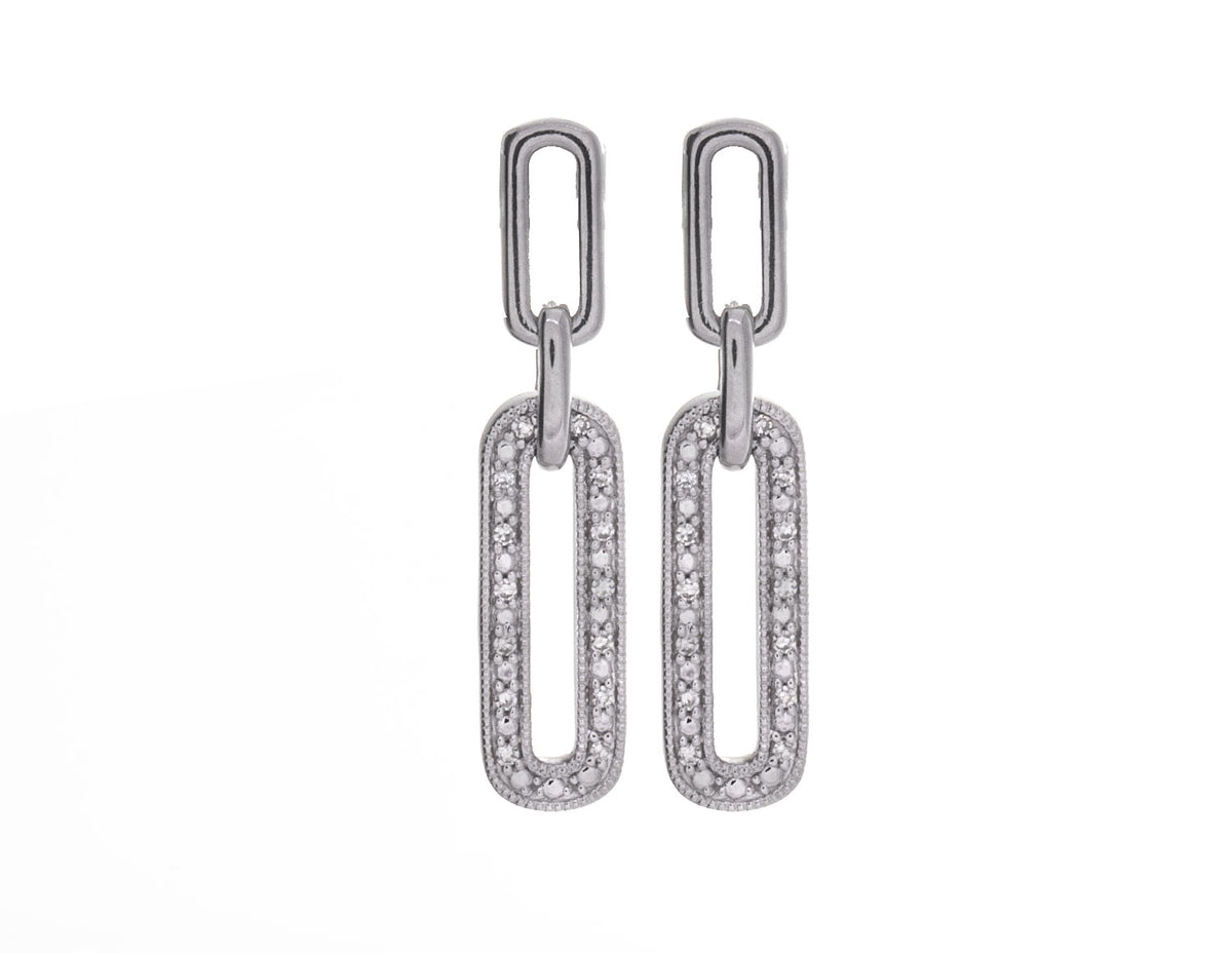 1/10ct. t.w. Diamond Paperclip Drop Earrings in Sterling Silver