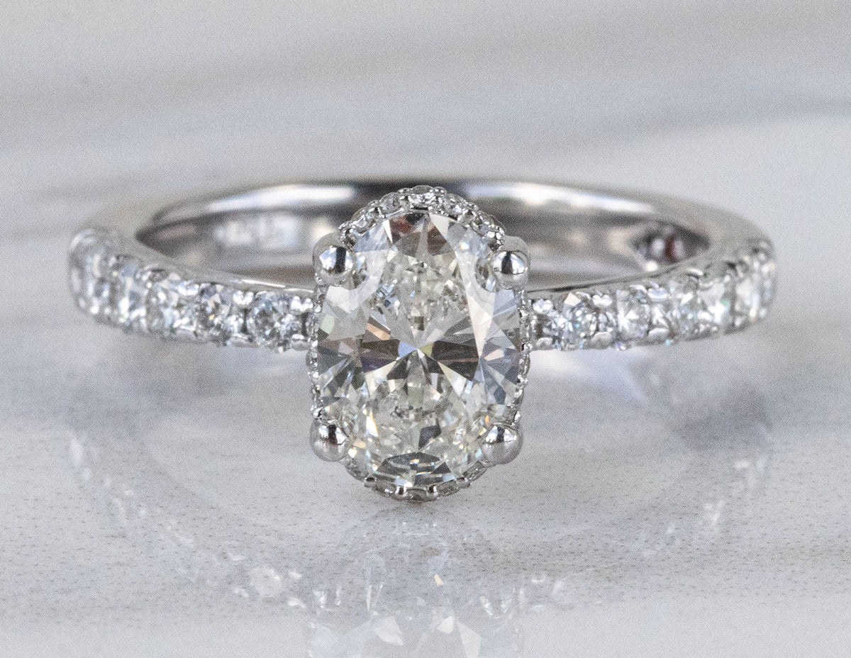 1 1/2ct. t.w. Oval Cut Newborn Lab Created Diamond Engagement Ring in 14K White Gold