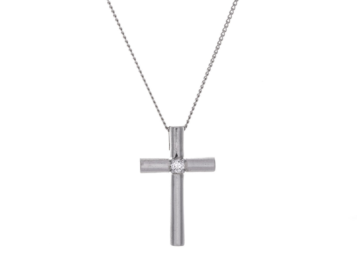 .05ct. Diamond Cross Pendant in Sterling Silver