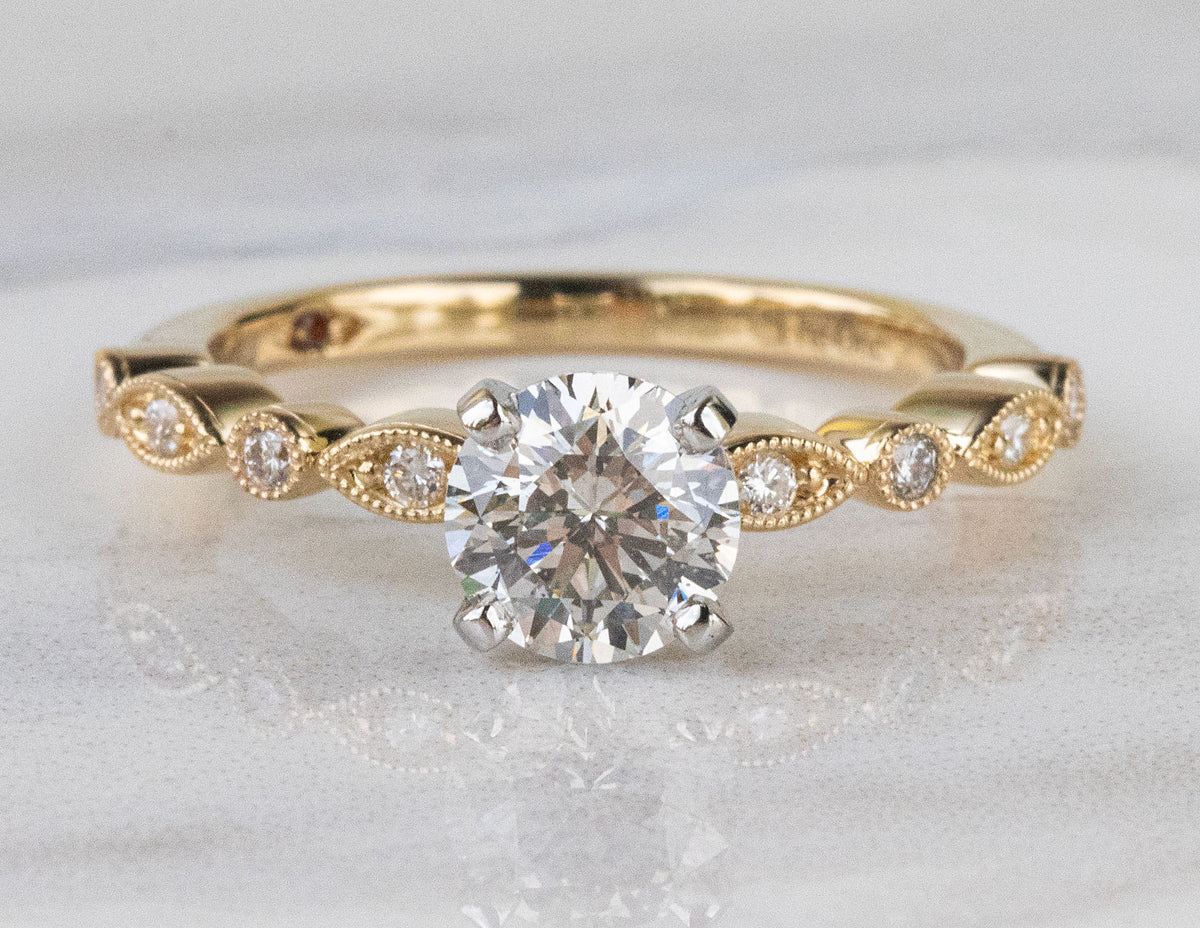 1 1/8ct. t.w. Kessler 81 Newborn Lab Created Round Cut Diamond Engagement Ring in 14K Yellow Gold