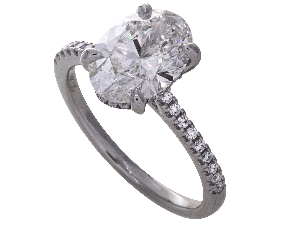 3 1/4ct. t.w. Oval Cut Newborn Lab Created Diamond Engagement Ring in 14K White Gold