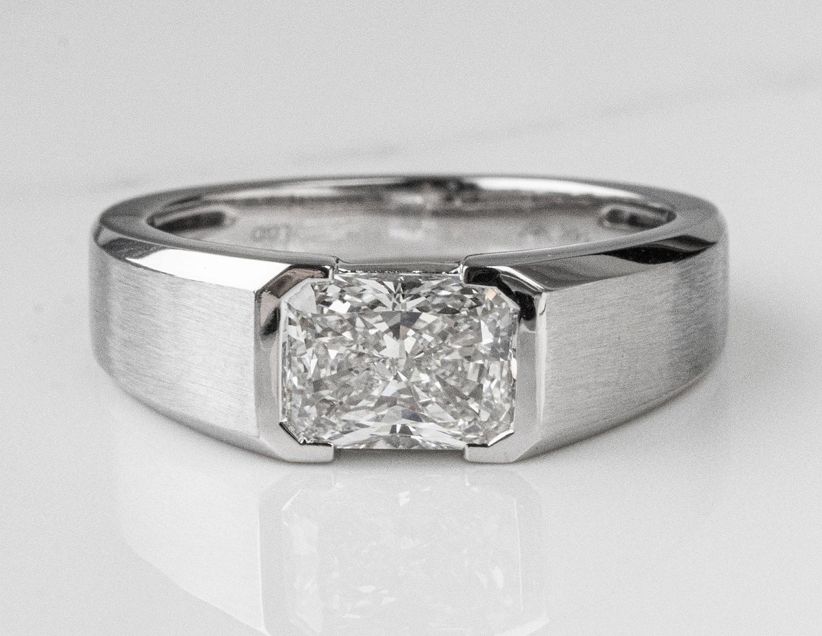 2ct. Radiant Cut Newborn Lab Created Diamond Men's Wedding Band in 14K White Gold
