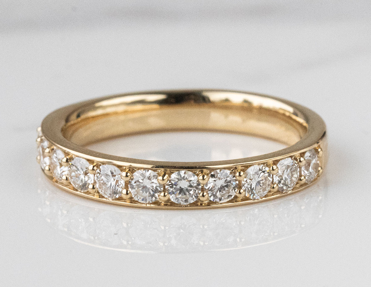 3/4ct. t.w. Diamond Beadset Channel Anniversary Ring in 14K Yellow Gold