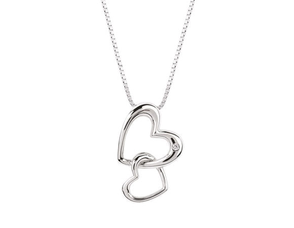 .01ct. t.w. Double Interlocking Heart Pendant in Sterling Silver