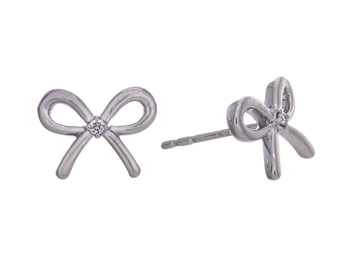 .02ct. t.w. Diamond Bow Earrings in Sterling Silver