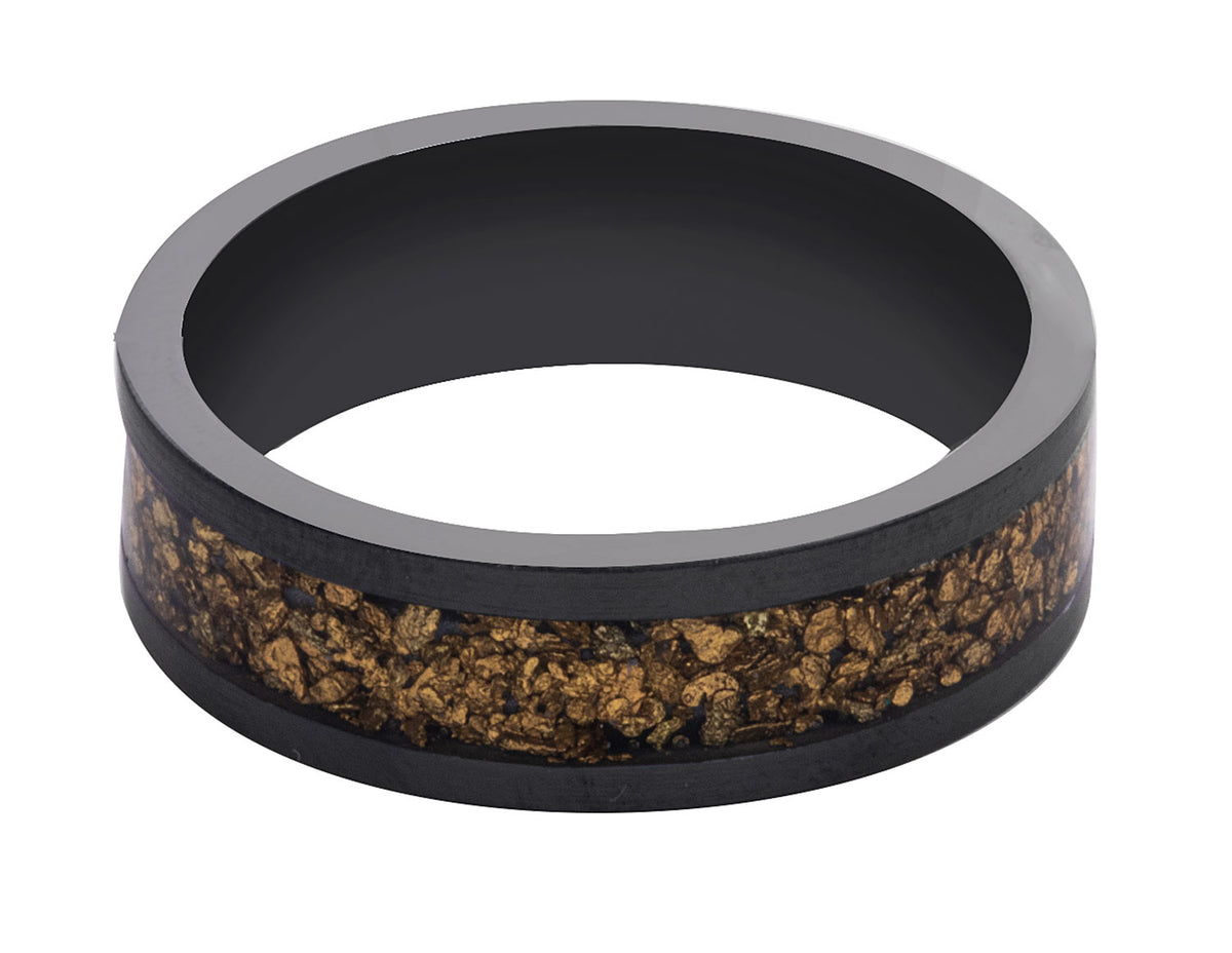 7mm Zirconium and Alaskan Gold Nugget Men's Wedding Ring