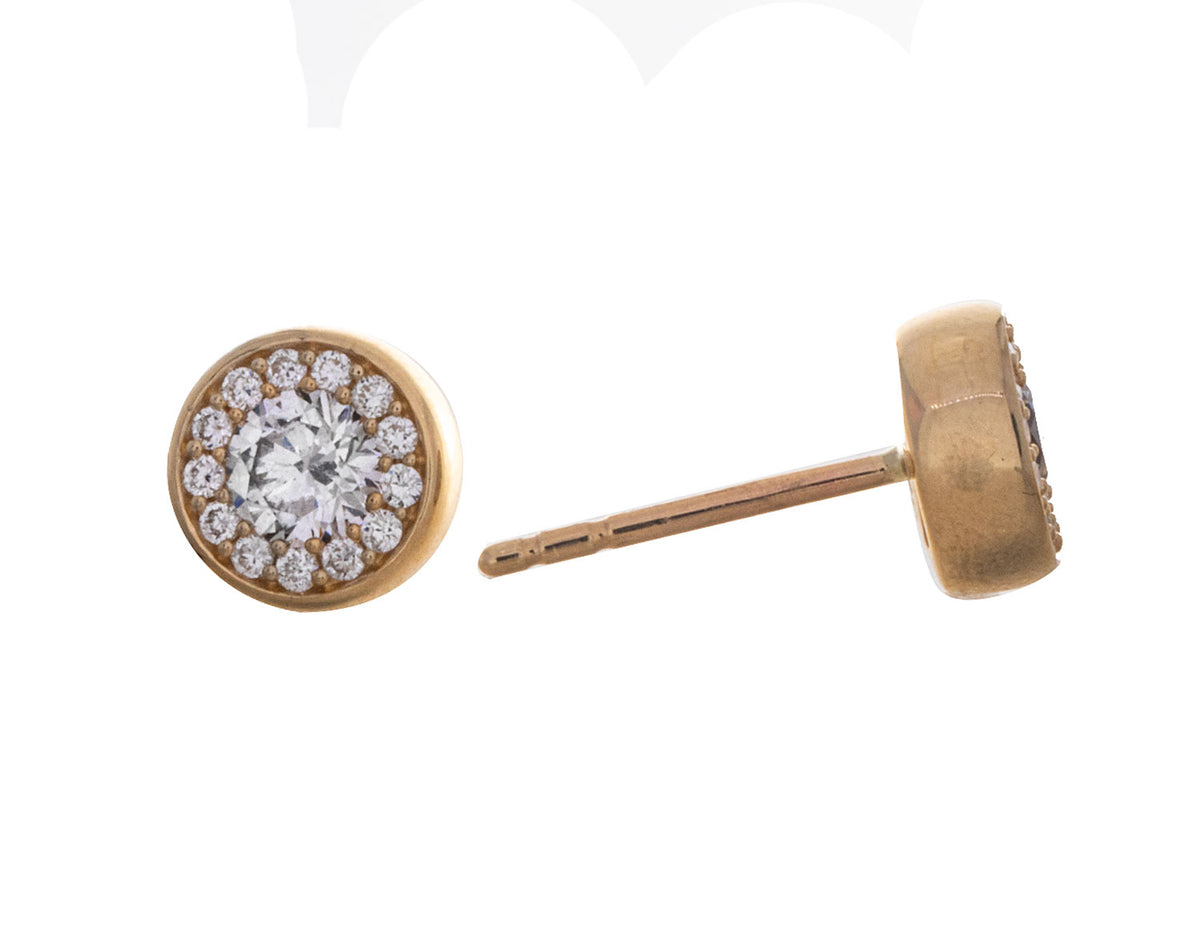 5/8ct. t.w. Newborn Lab Created Diamond Halo Earrings in 14K Yellow Gold