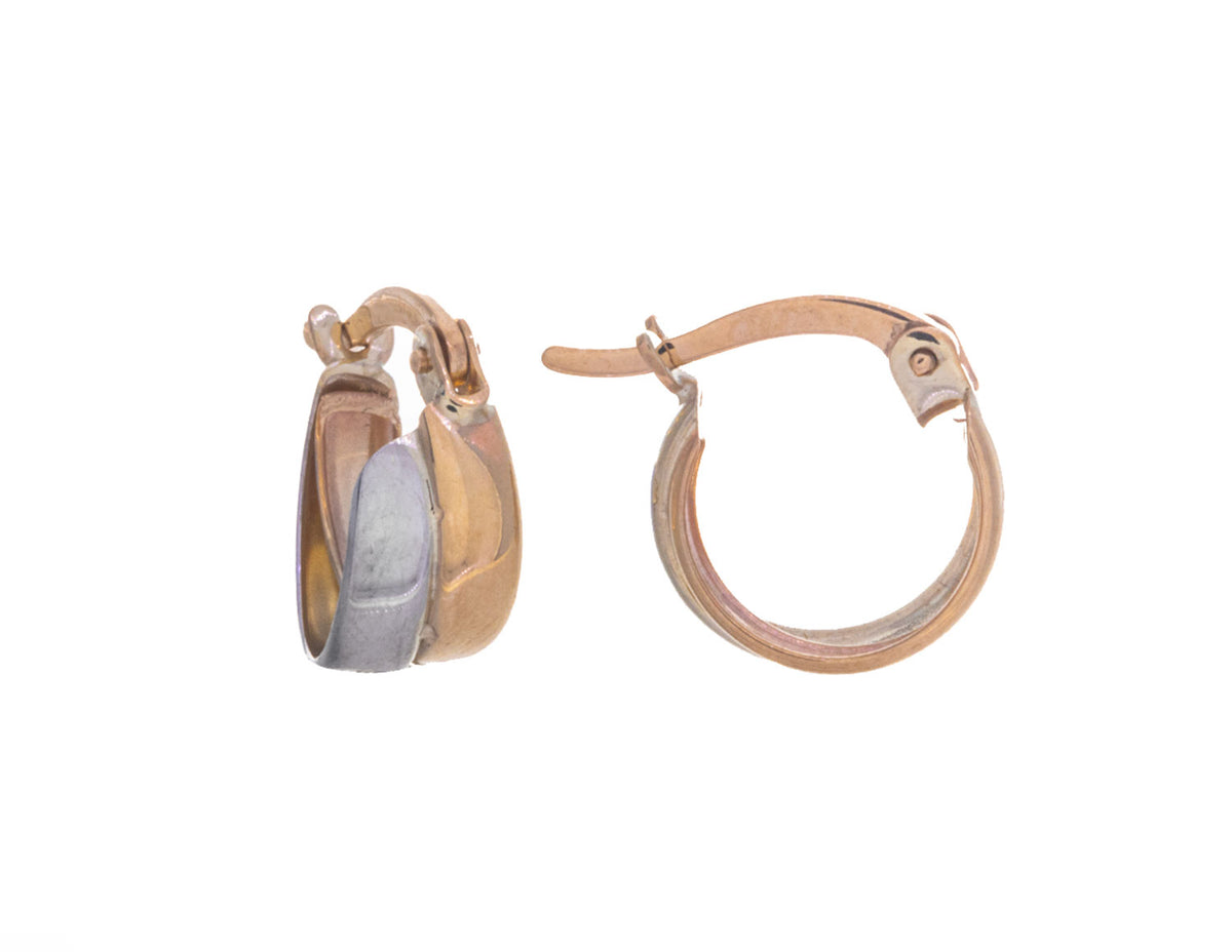 Side-By-Side Mini Hoop Earrings in 10K Yellow and White Gold