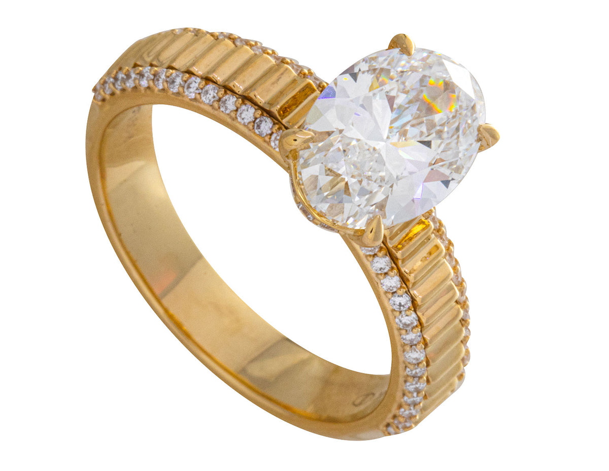 2 1/4ct. Oval Cut Newborn Lab Created Diamond Engagement Ring in 14K Yellow Gold