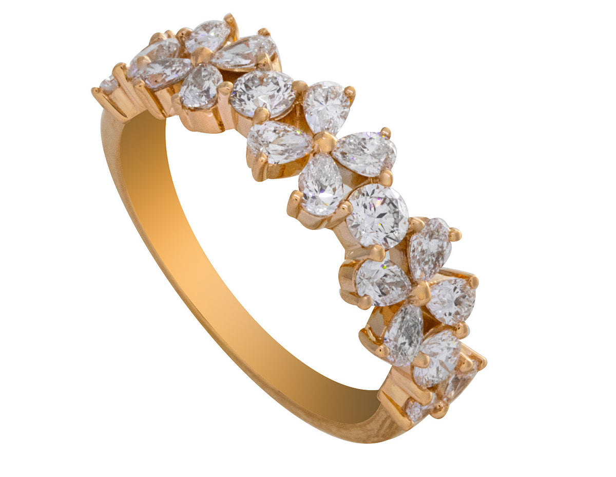 1 1/4ct. t.w. Pear and Round Cut Diamond Anniversary Ring in 14K Yellow Gold