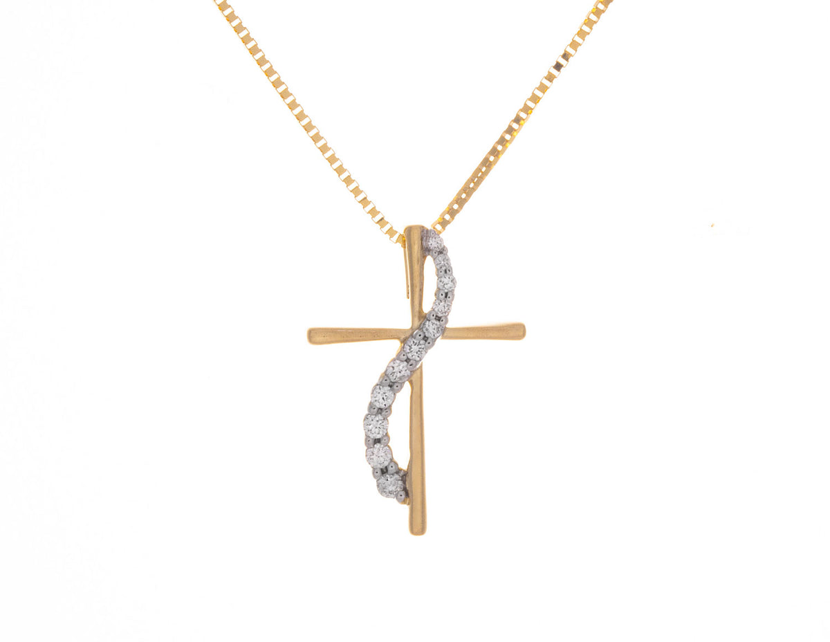 1/10ct. t.w. Diamond Cross Pendant in 10K Yellow Gold