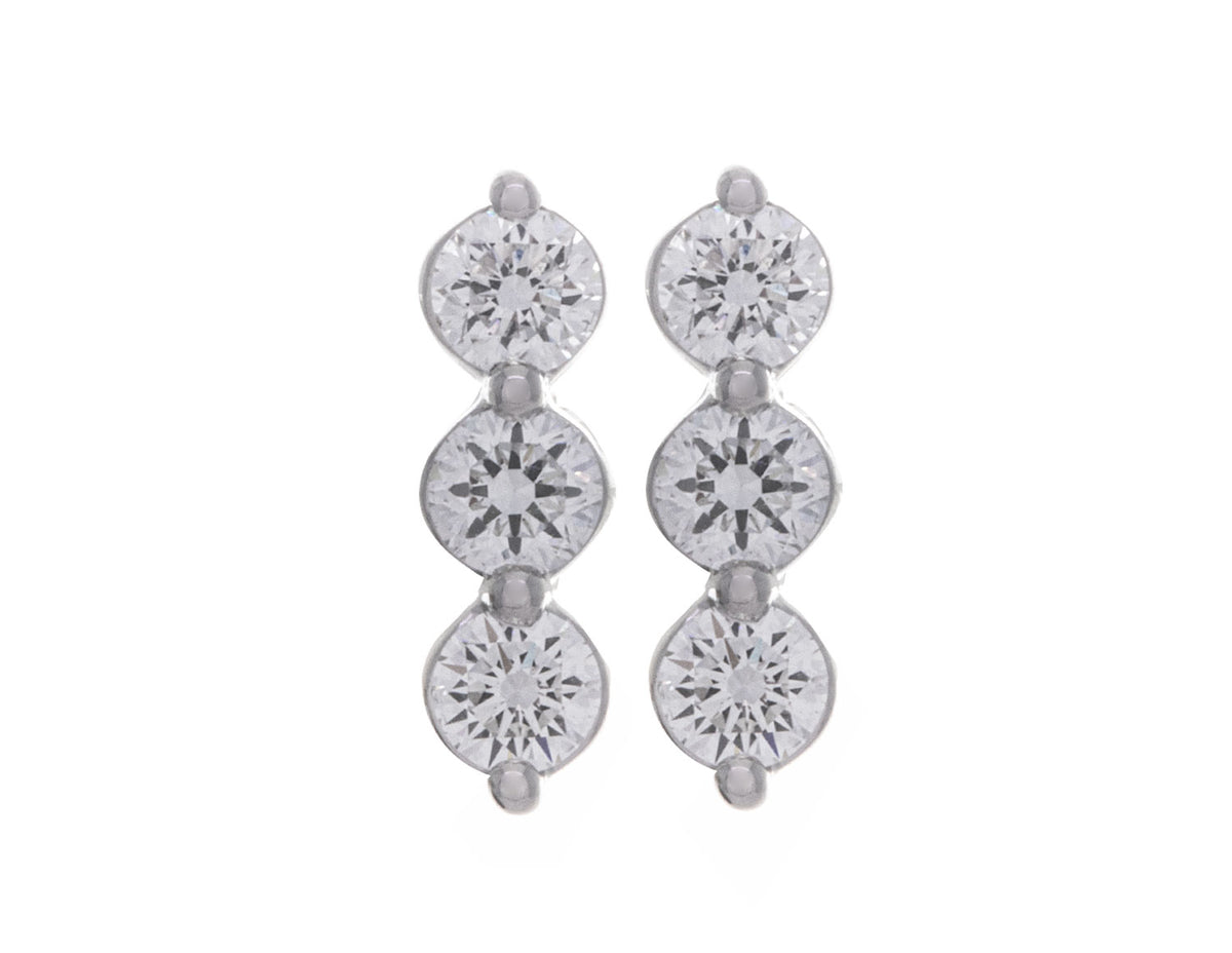 3/4ct. t.w. Newborn Lab Created 3-Stone Diamond Earrings in 14K White Gold