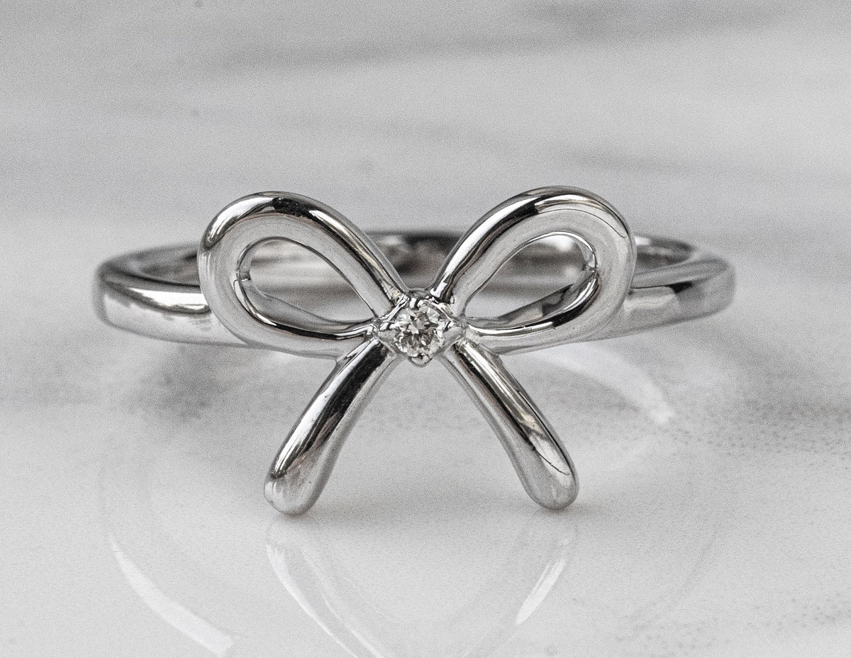 .02ct. Diamond Bow Promise Ring in Sterling Silver