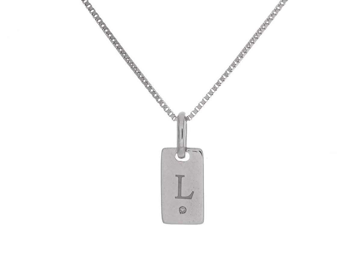.01ct. Laser Initial "L" Pendant in Sterling Silver