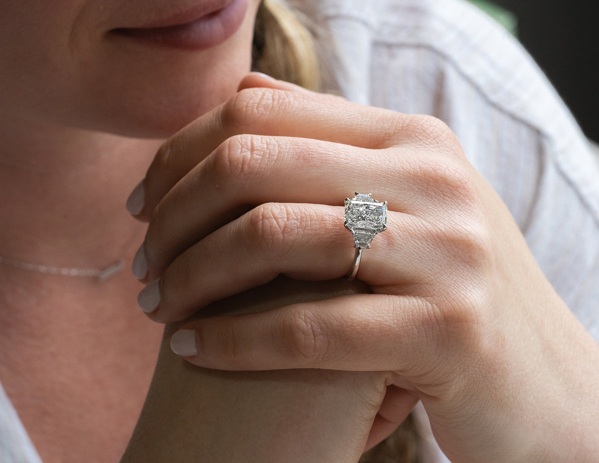 3 5/8ct. t.w. Radiant Cut Newborn Lab Created Diamond Engagement Ring in 14K White Gold