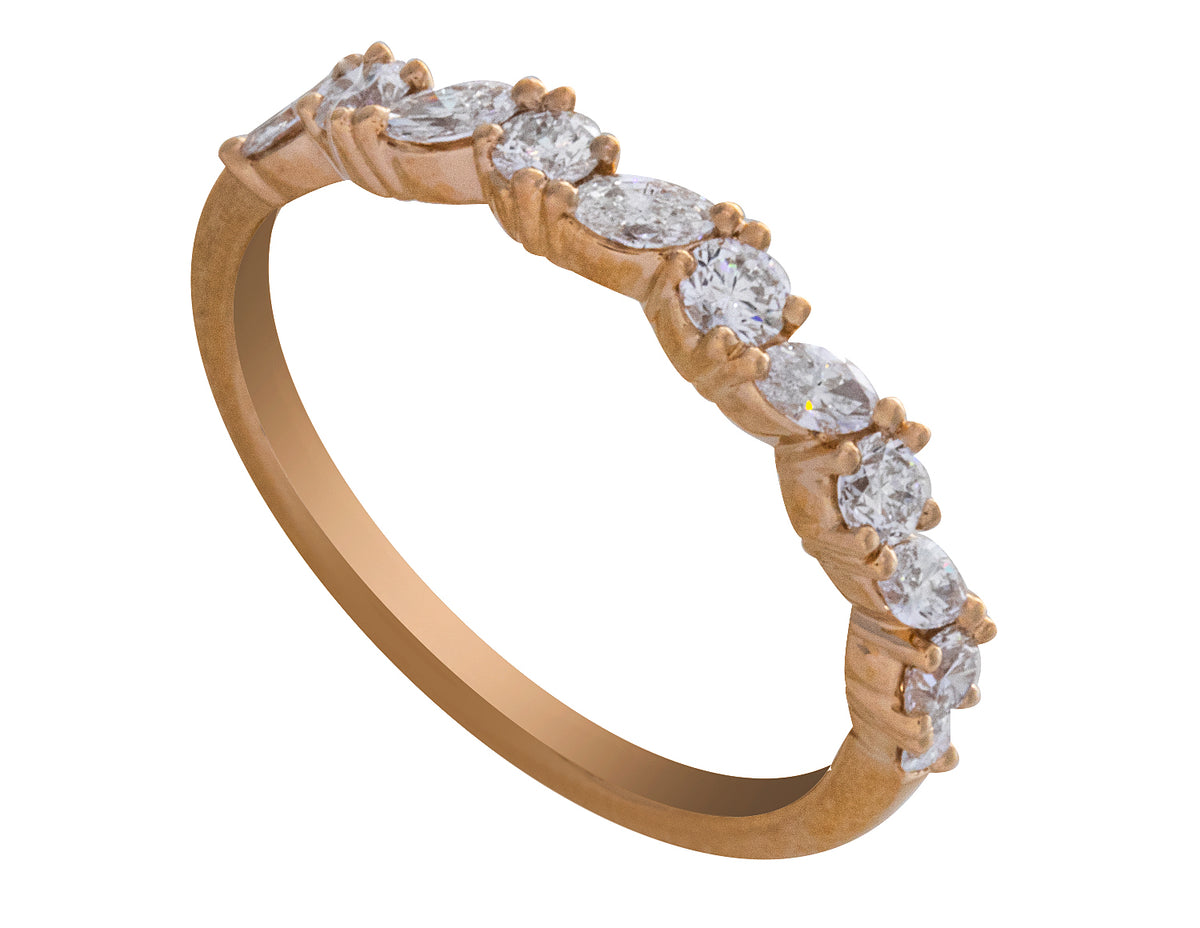 1/2ct. t.w. Marquise and Round Cut Fashion Ring in 14K Yellow Gold
