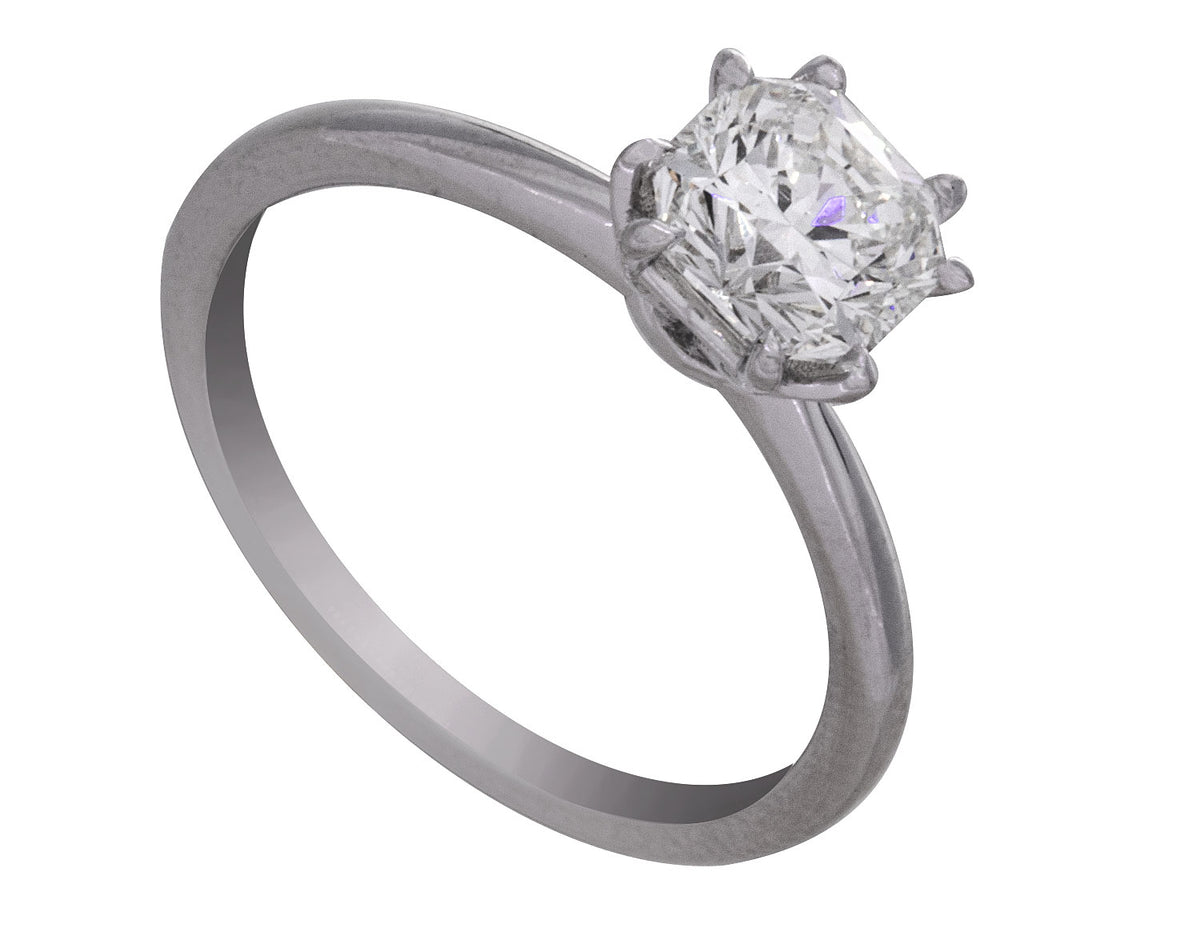 1 1/4ct. Kessler Square Radiant Cut Solitaire Engagement Ring in 14K White Gold