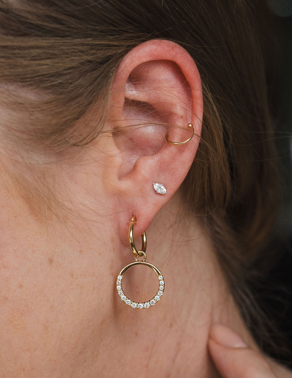 1/2ct. t.w. Diamond Hoop Drop Earrings in 14K Yellow Gold
