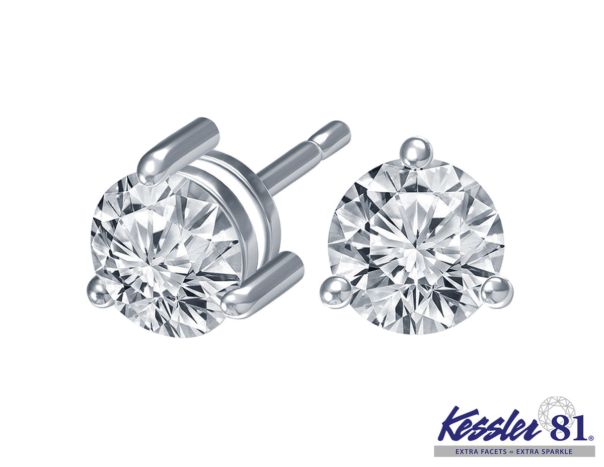 3/4ct. t.w. Kessler 81 Round Diamond Stud Earrings in 14K White Gold