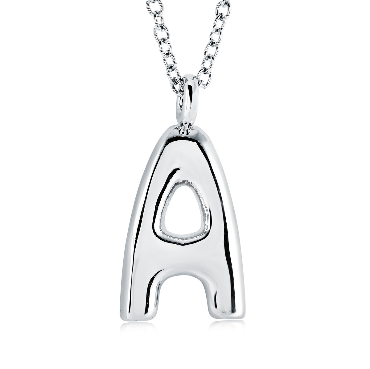 18" Stainless Steel Bubble Initial "A" Pendant