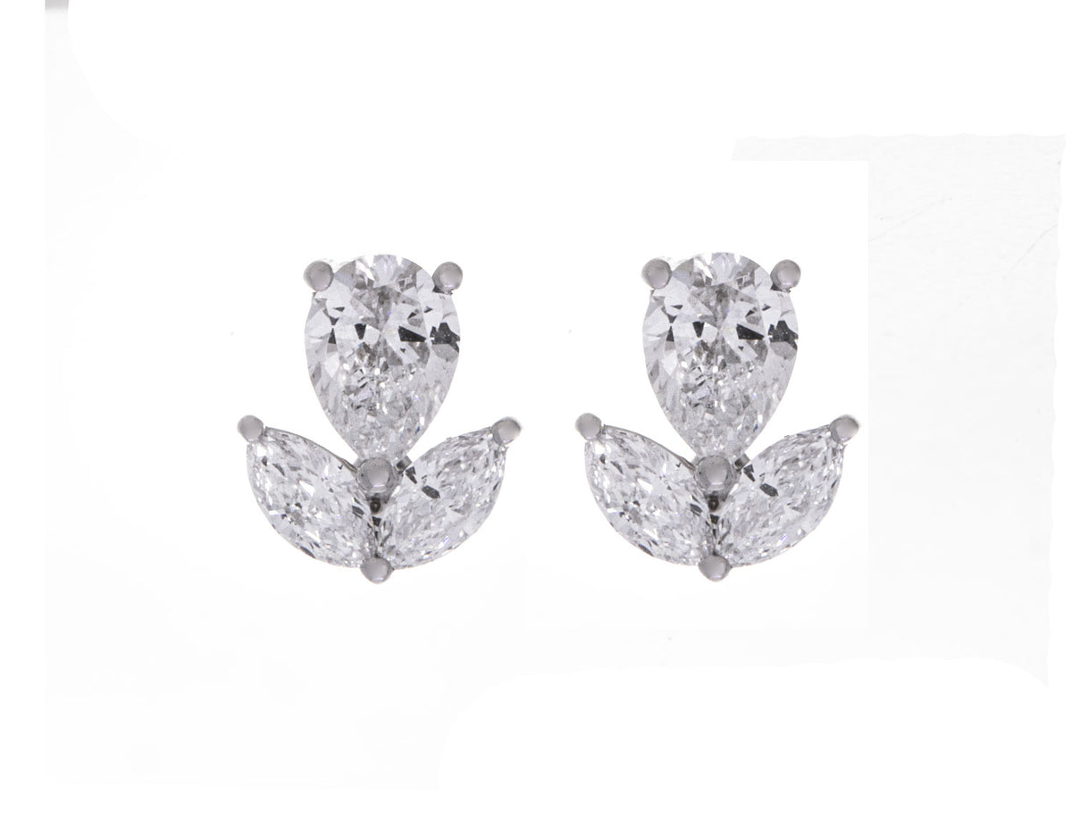 3/4ct. t.w. Pear and Marquise Newborn Lab Created Diamond Earrings in 14K White Gold
