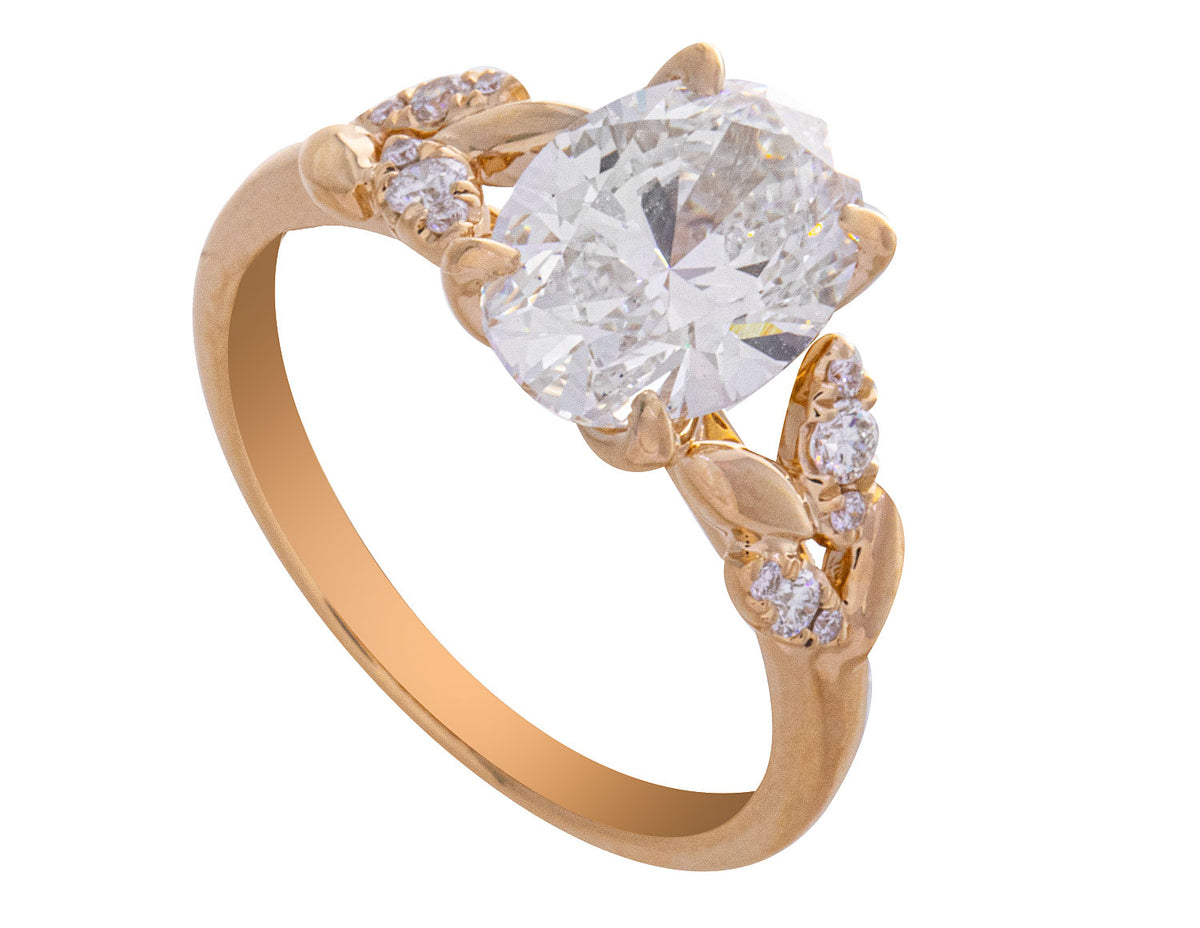 3 1/4ct. t.w. Oval Cut Newborn Lab Created Diamond Engagement Ring in 14K Yellow Gold