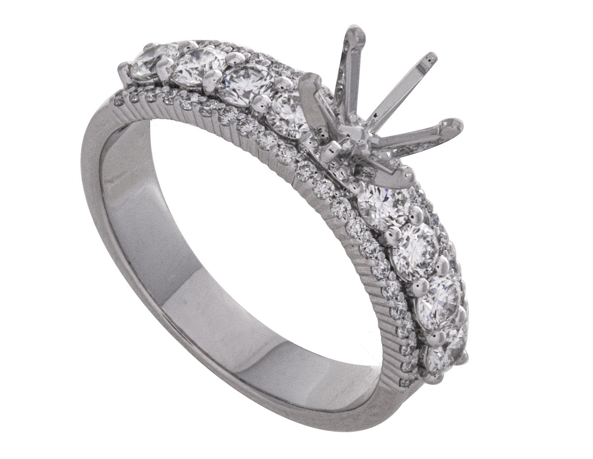 9/10ct. t.w. Round Diamond Engagement Ring in 14K White Gold
