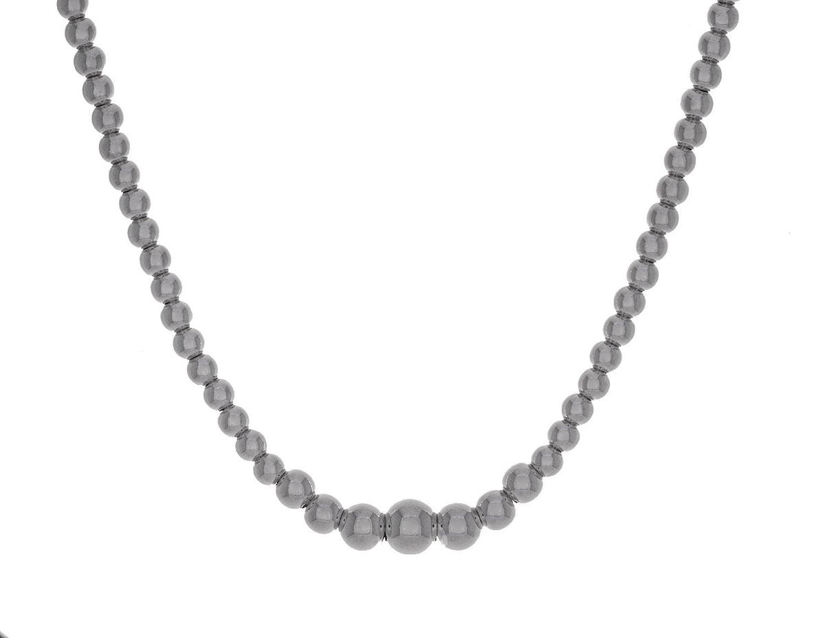 18" Graduated Beaded Necklace in Sterling Silver