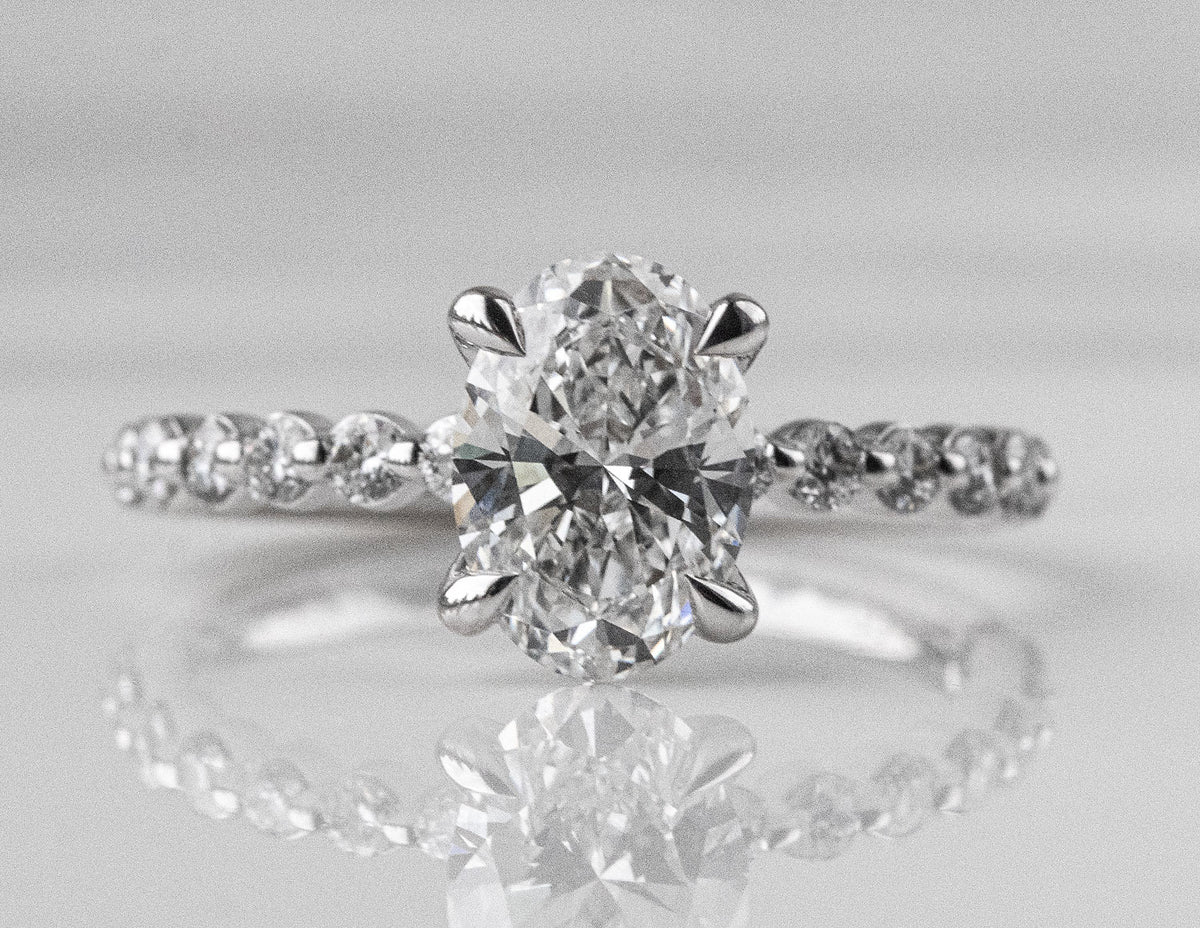 1 9/10ct. t.w. Oval Cut Newborn Lab Created Diamond Engagement Ring in 14K White Gold