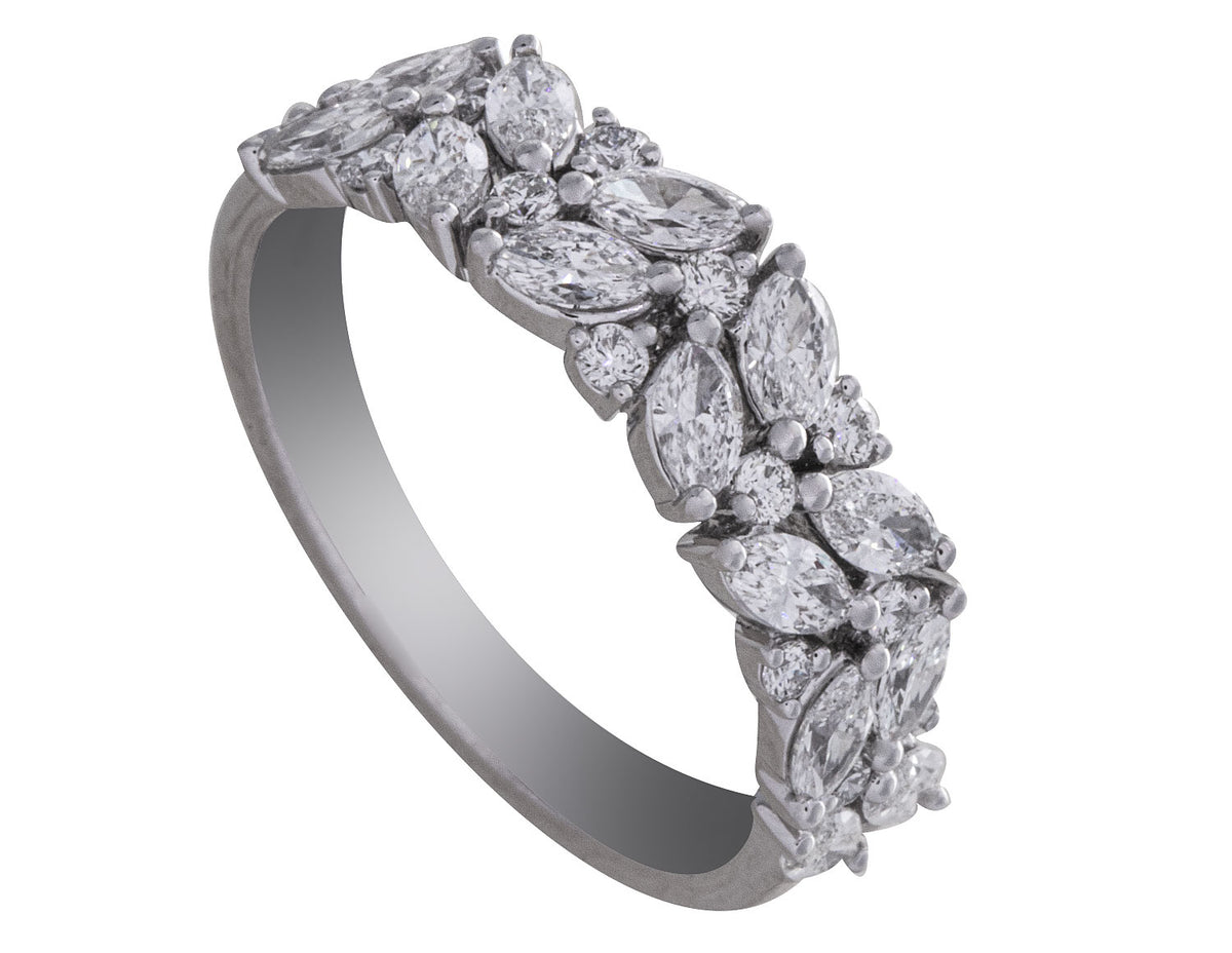 1ct. t.w. Marquise and Round Diamond Fashion Ring in 14K White Gold