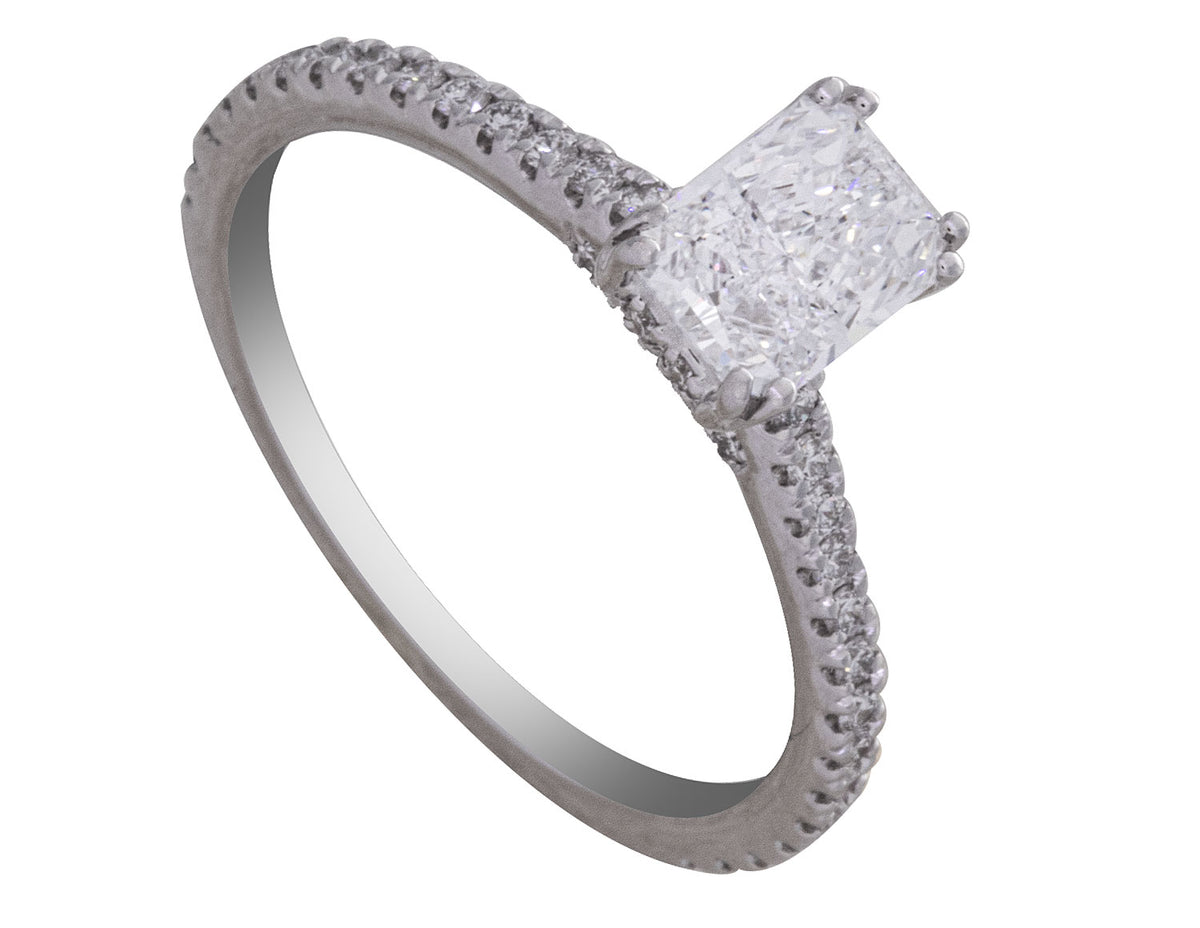 1ct. t.w. Radiant Cut Diamond Engagement Ring in 14K White Gold
