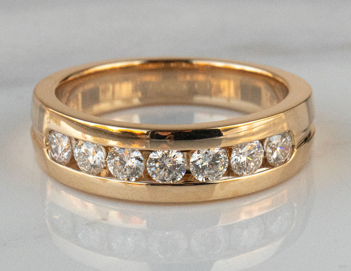 1ct. t.w. Round Cut Kessler 81 Diamond Men's Wedding Band in 14K Yellow Gold