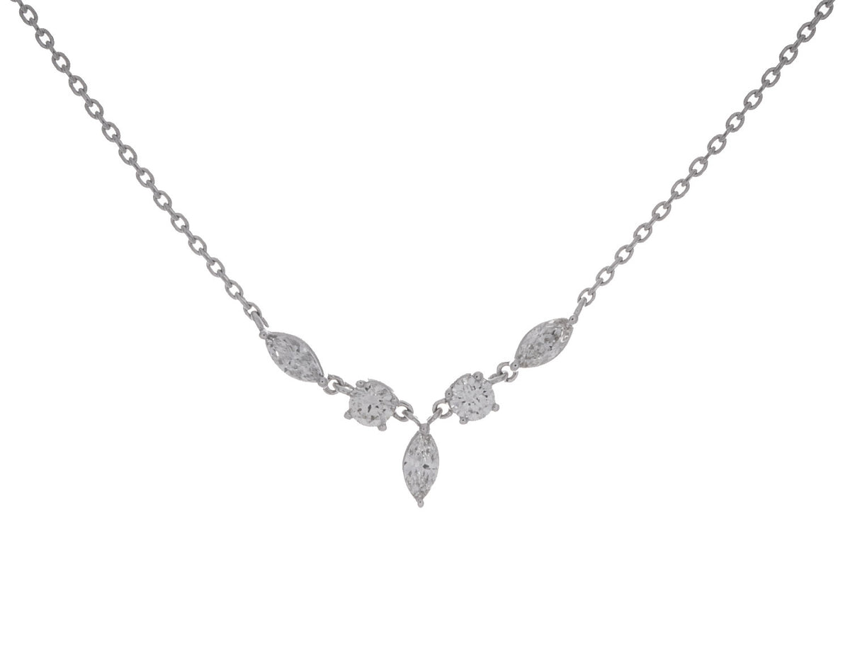 1/3ct. t.w. Marquise Cut and Round Cut Diamond Pendant in 14K White Gold