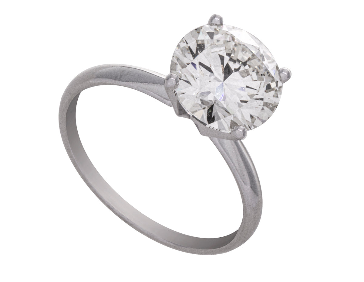3ct. Round Cut Solitaire Diamond Engagement Ring in 14K White Gold