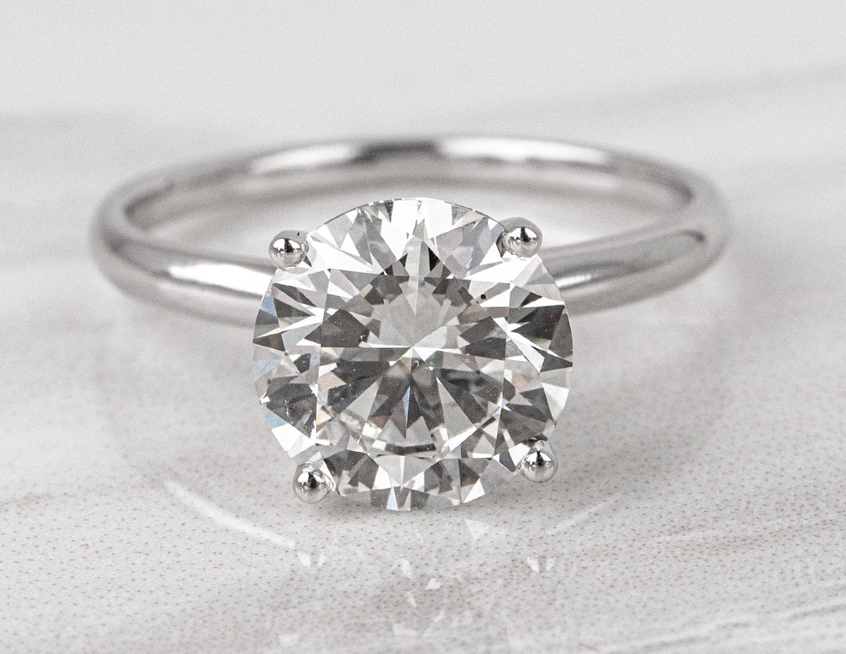 3ct. Round Cut Solitaire Diamond Engagement Ring in 14K White Gold