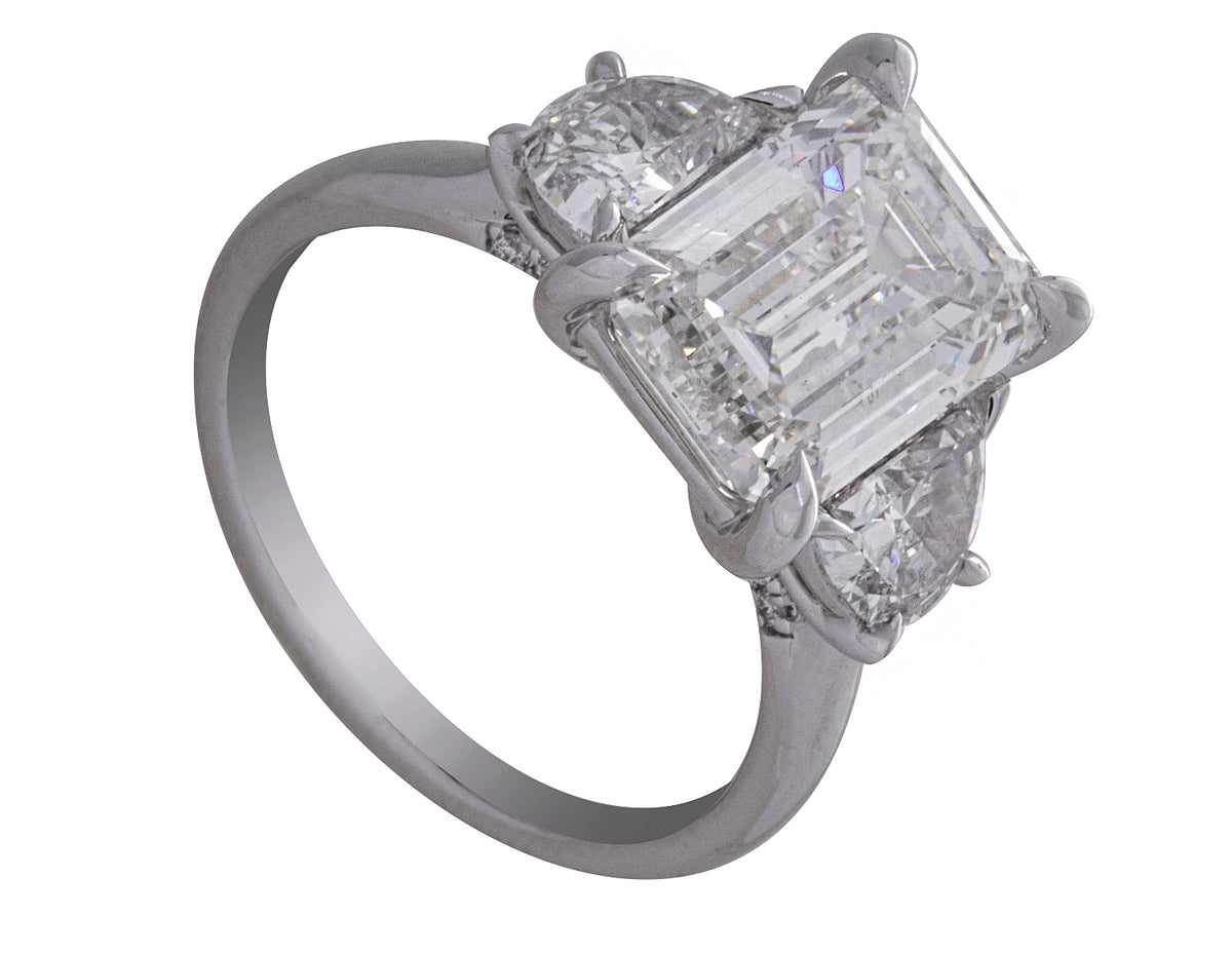 5ct. t.w. Emerald Cut Newborn Lab Created Diamond Engagement Ring in 14K White Gold