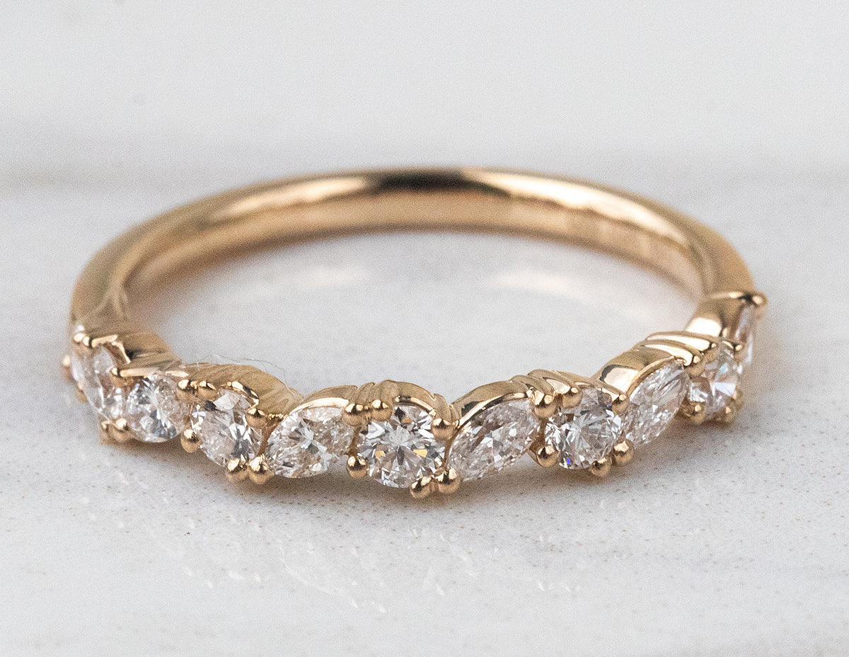 1/2ct. t.w. Marquise and Round Cut Fashion Ring in 14K Yellow Gold