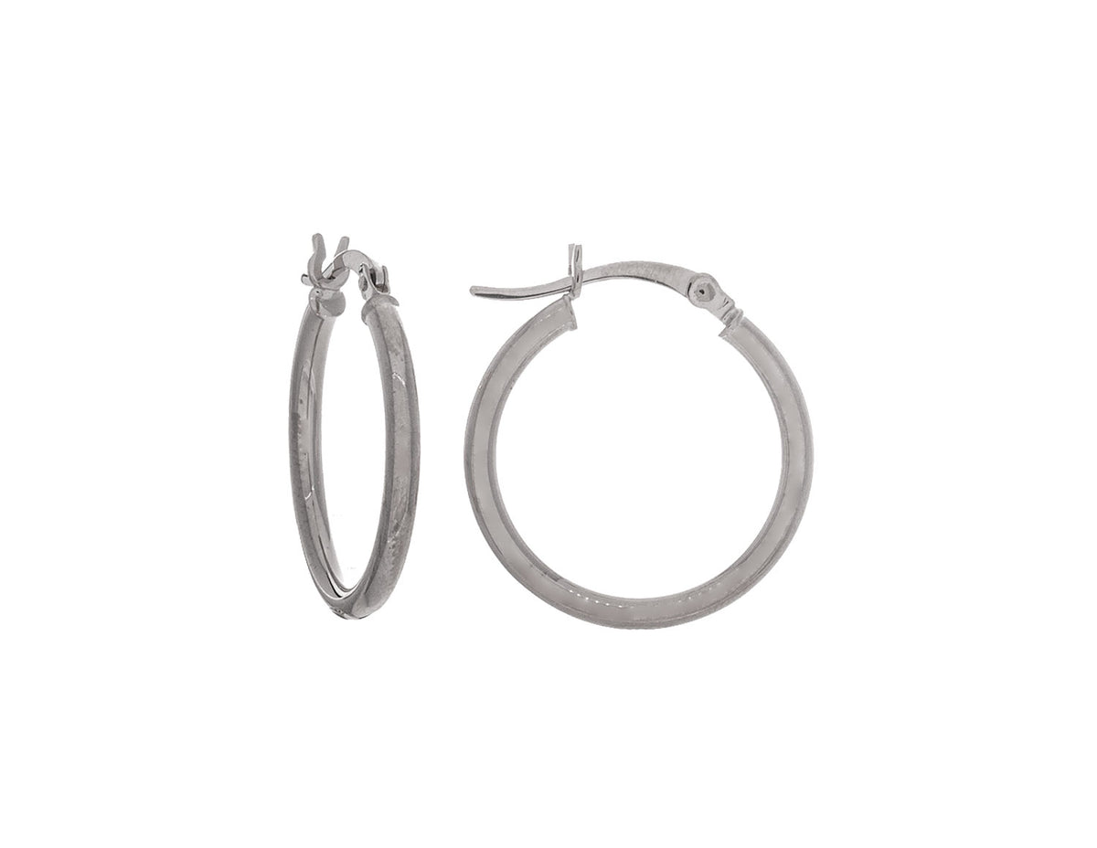 2x20mm Plain Hoop Earrings in 14K White Gold