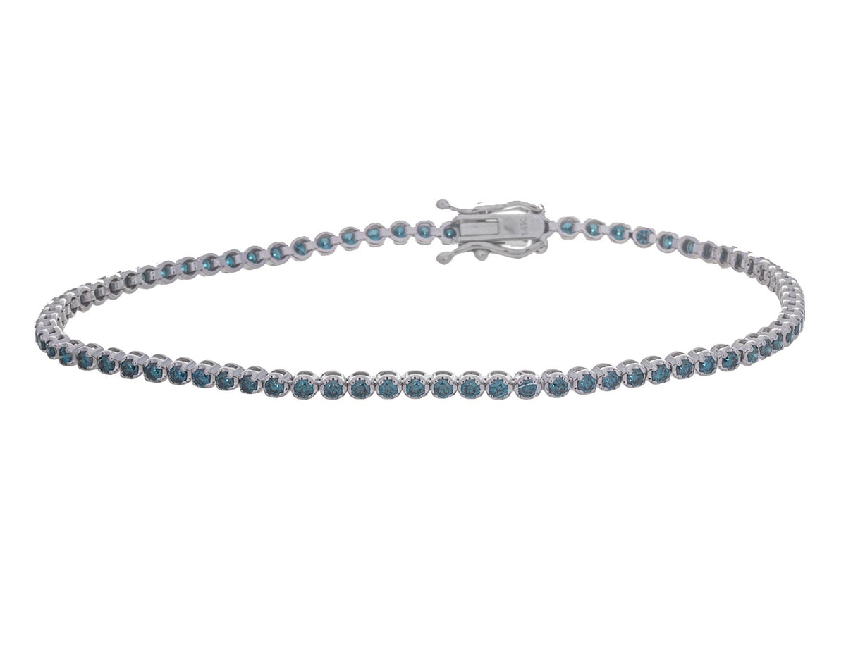 1 1/3ct. t.w. Blue Diamond Bracelet in 14K White Gold