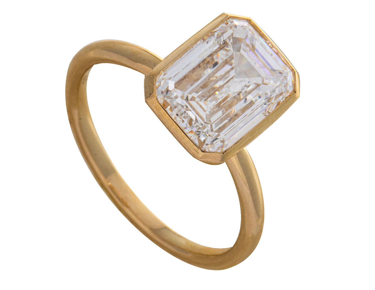 3ct. Emerald Cut Newborn Lab Created Diamond Engagement Ring in 14K Yellow Gold