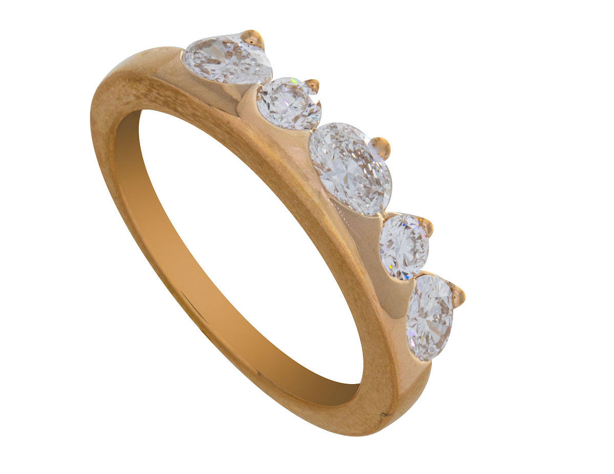 1ct. t.w. Oval and Round Newborn Lab Created Diamond Fashion Ring in 14K Yellow Gold