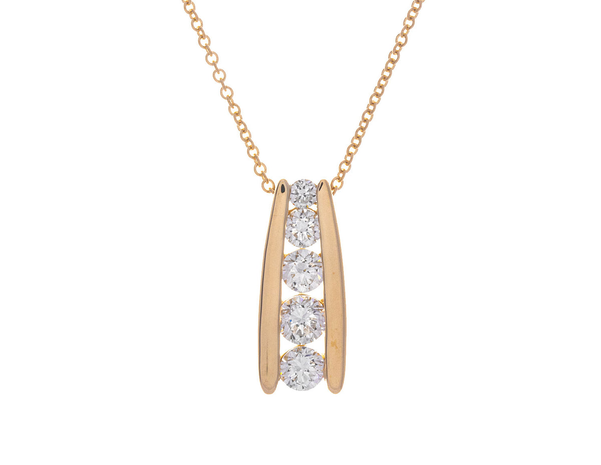 7/8ct. t.w. Diamond 5-Stone Pendant in 14K Yellow Gold