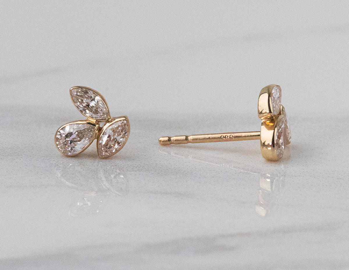 5/8ct. t.w. Newborn Lab Created Diamond Cluster Stud Earrings in 14K Yellow Gold