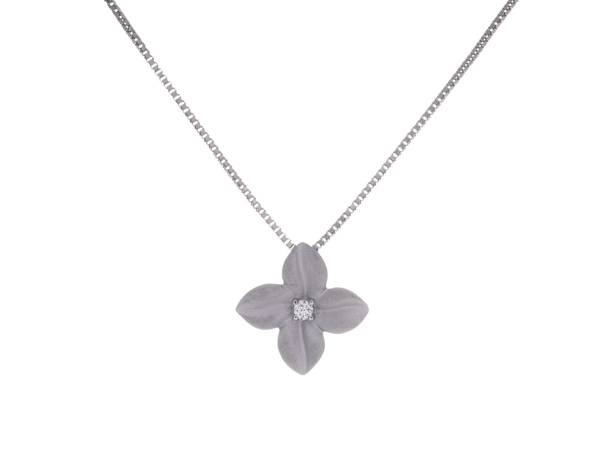 .02ct. Diamond Flower Pendant in Sterling Silver