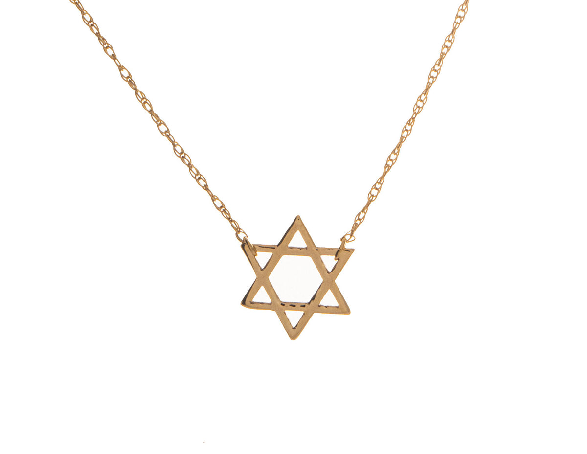 18" Mini Star of David Pendant in 14K Yellow Gold