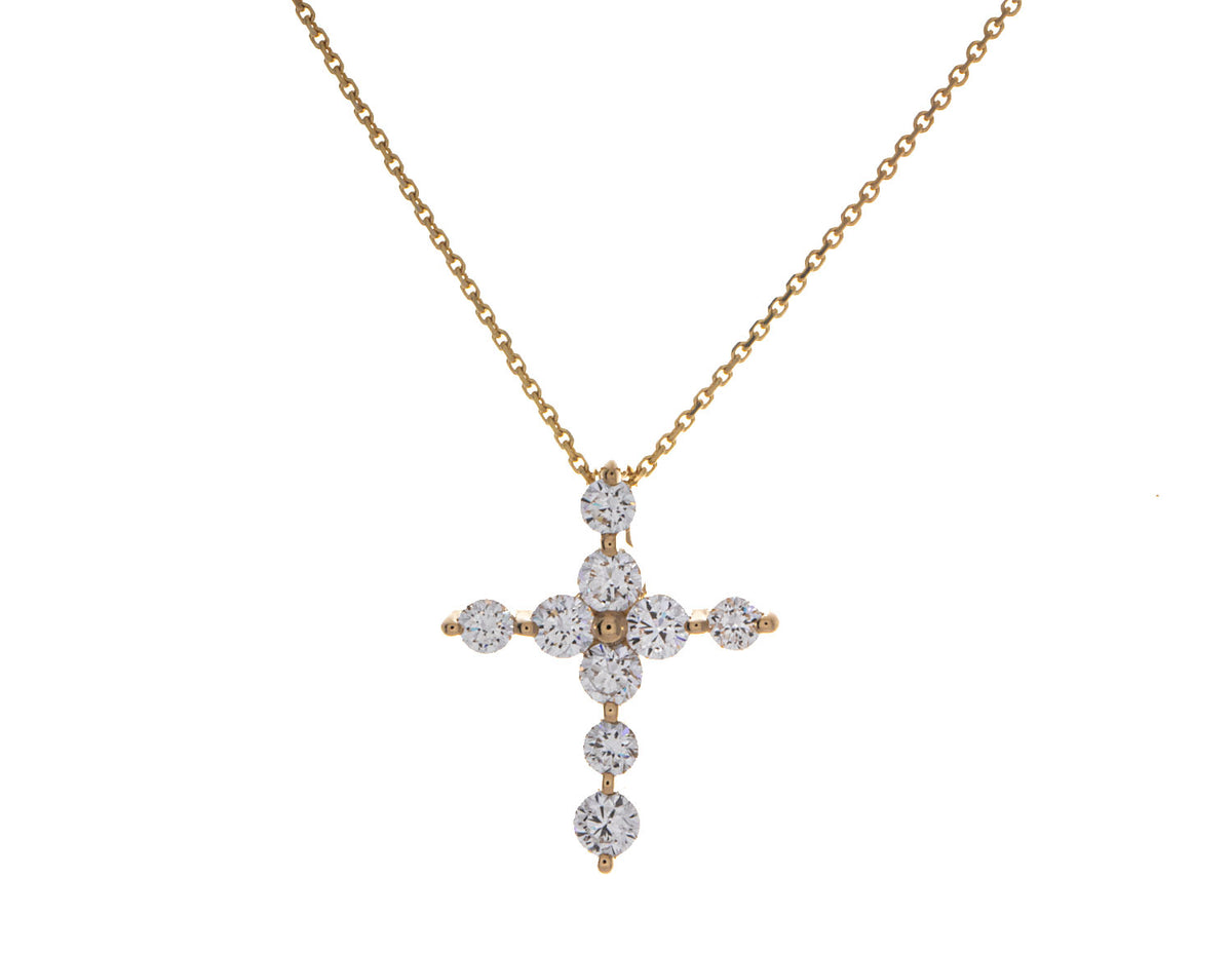 5/8ct. t.w. Newborn Lab Created Diamond Cross Pendant in 14K Yellow Gold