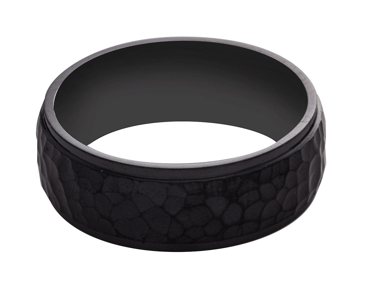 Black Zirconium Hammered Wedding Band