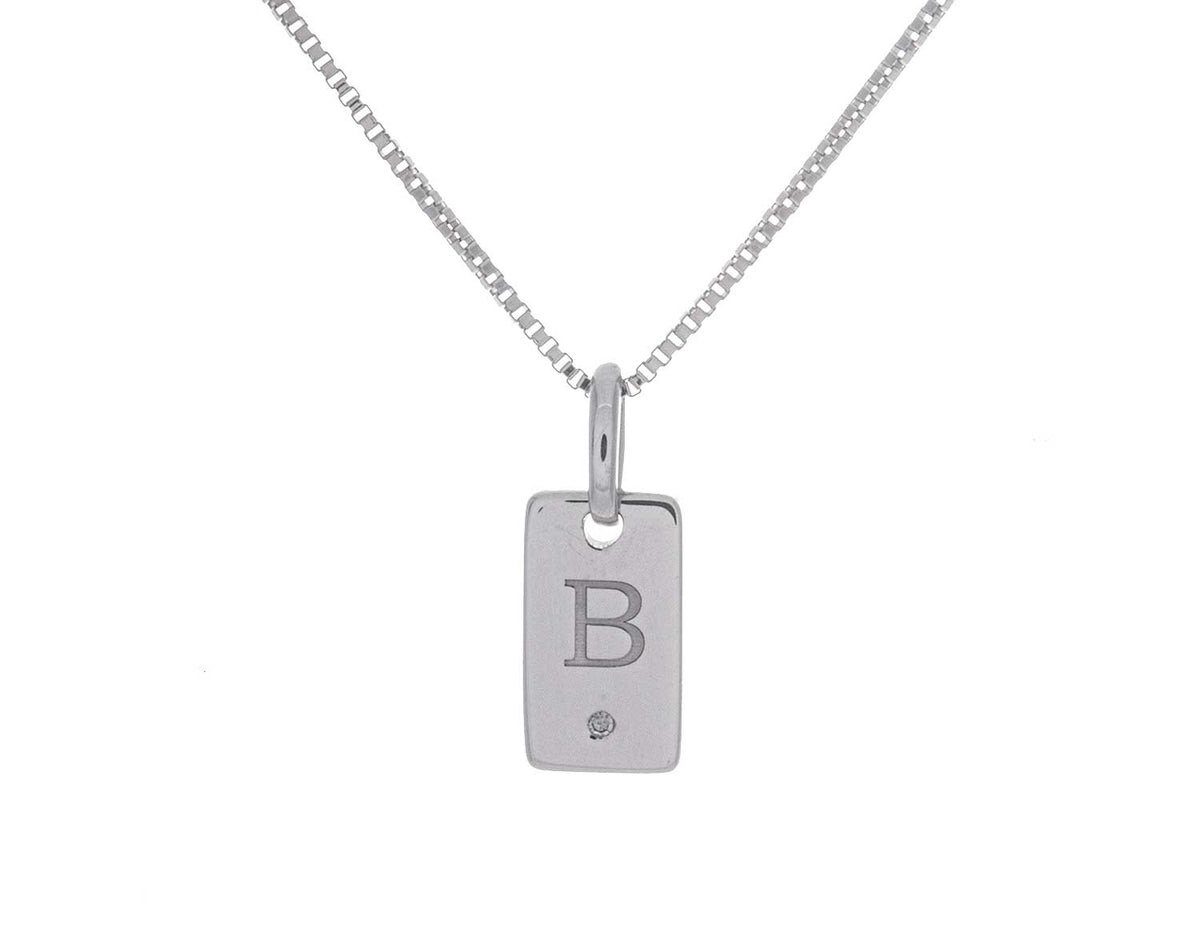 .01ct. Laser Initial "B" Pendant in Sterling Silver