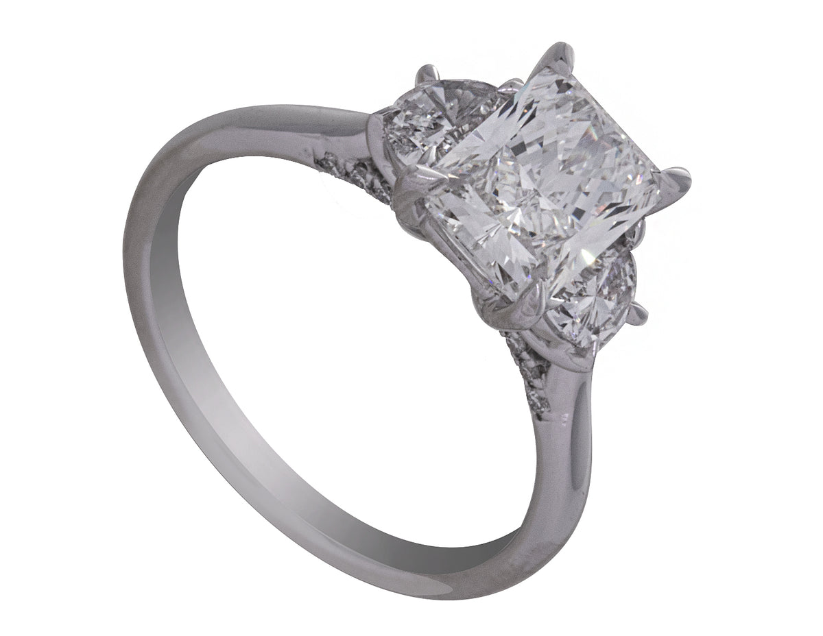 2 1/2ct. t.w. Radiant Cut Newborn Lab Created Diamond Engagement Ring in 14K White Gold