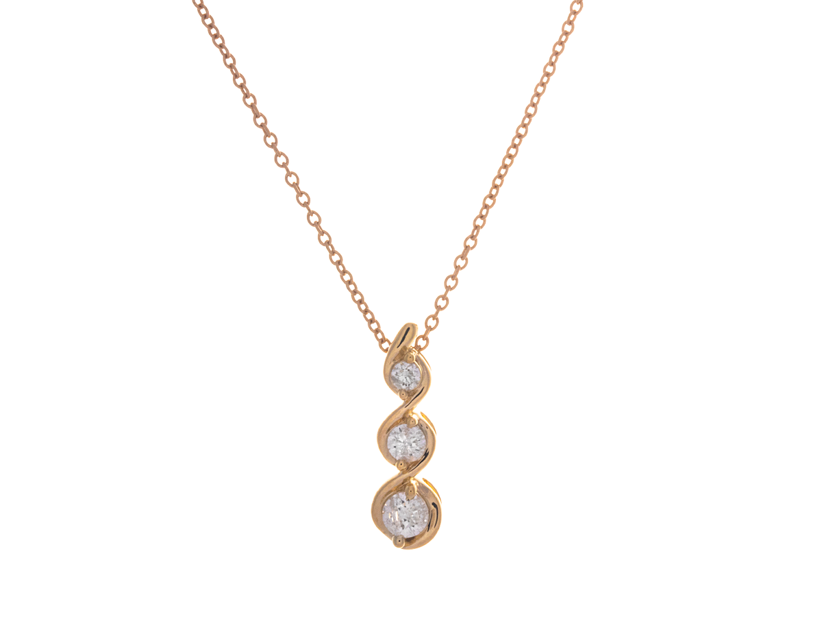 1/5ct. t.w. 3-Stone Diamond Infinity Pendant in 10K Yellow Gold